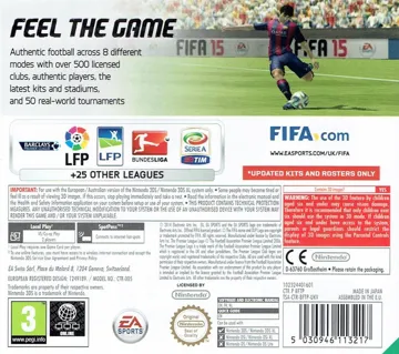FIFA 15 - Legacy Edition (USA)(En,Fr,Es) box cover back